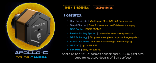 Player One Apollo-C USB3.0 Color Camera IMX174 (Apollo-C) Online now