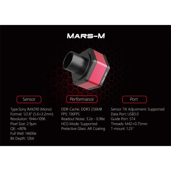 Player One Mars-M USB3.0 Mono Camera IMX290 (MARS-M) For Discount