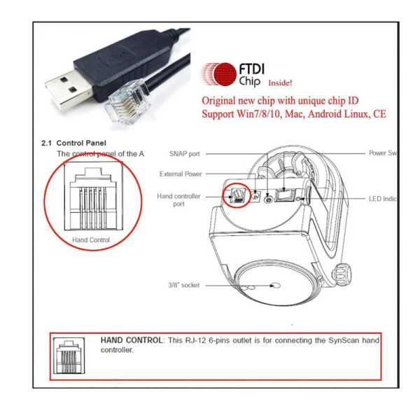 Ikarus Sky-Watcher AZ-GTi FTDI USB to RJ12 Cable (IKA-207) For Cheap